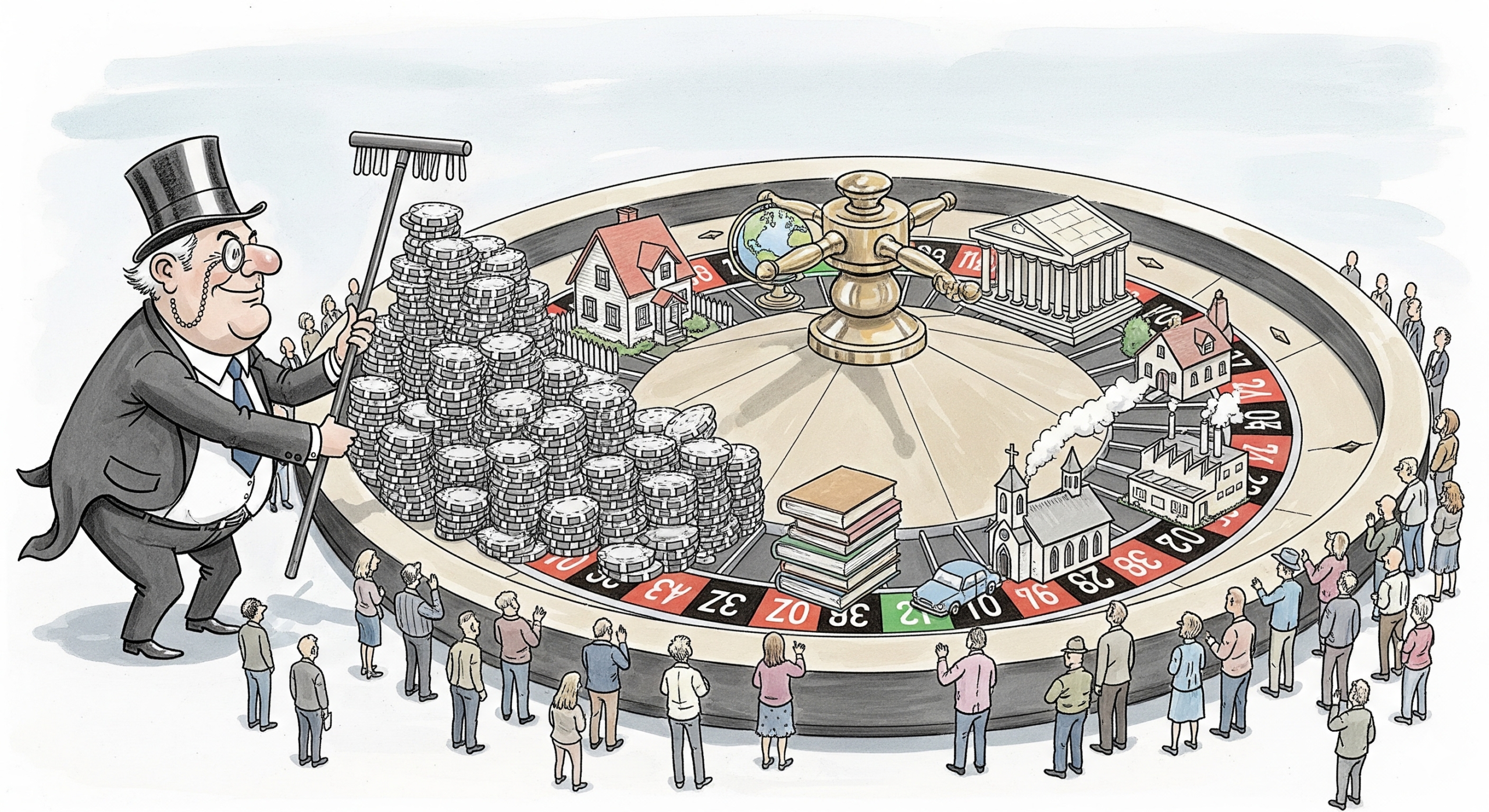 caricature image of an economy as a casino